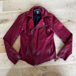 Tigha Leather Jacket in Red